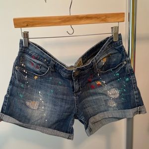 American Rag Paint Splattered Denim Shorts